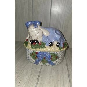 Vintage Handpainted Lamb On Basket Lidded Candy Dish Holland Mold